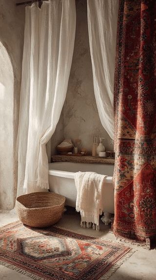 Layer Textiles with Patterned Shower Curtains