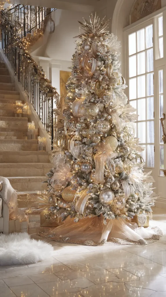 Luxe Mixed Metallic Tree with Gold, Silver, Crystal, and Champagne Accents