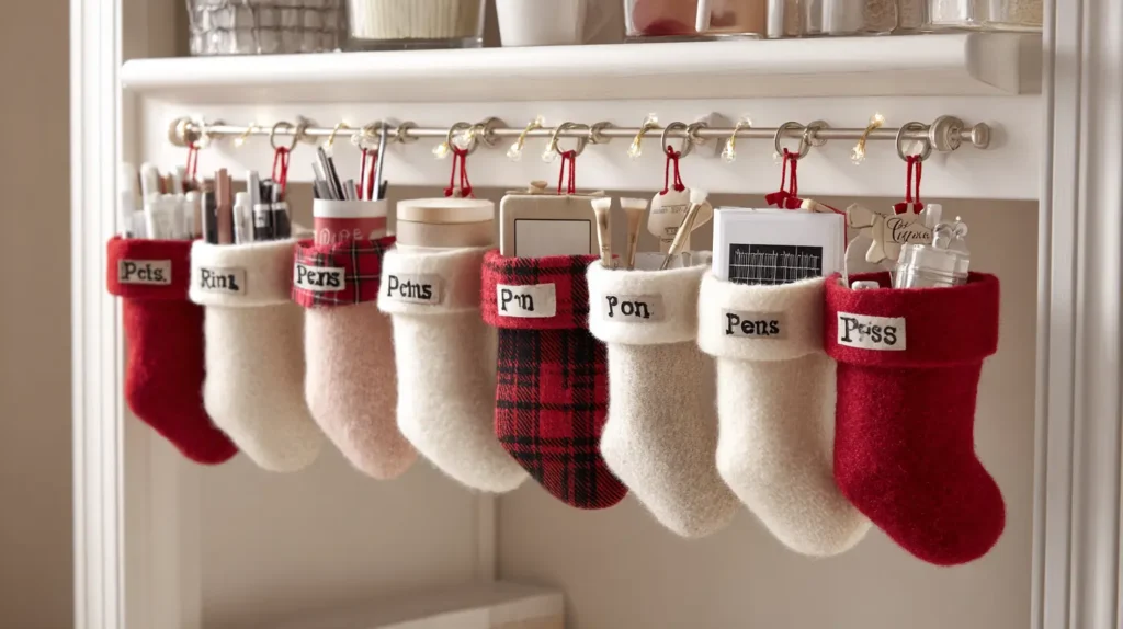 Mini Stockings for Organizing Office Supplies