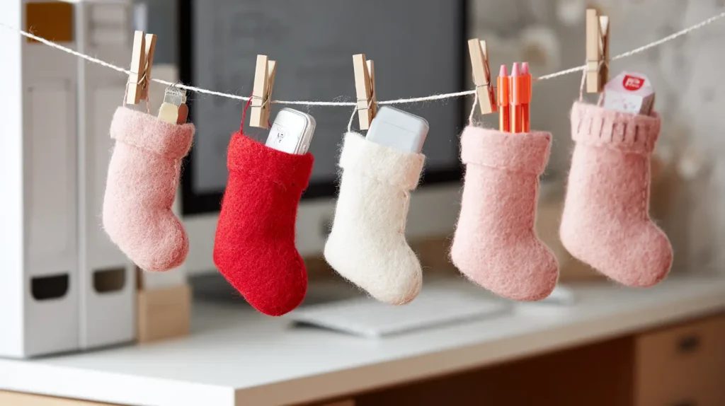 Mini Stockings for Organizing Office Supplies