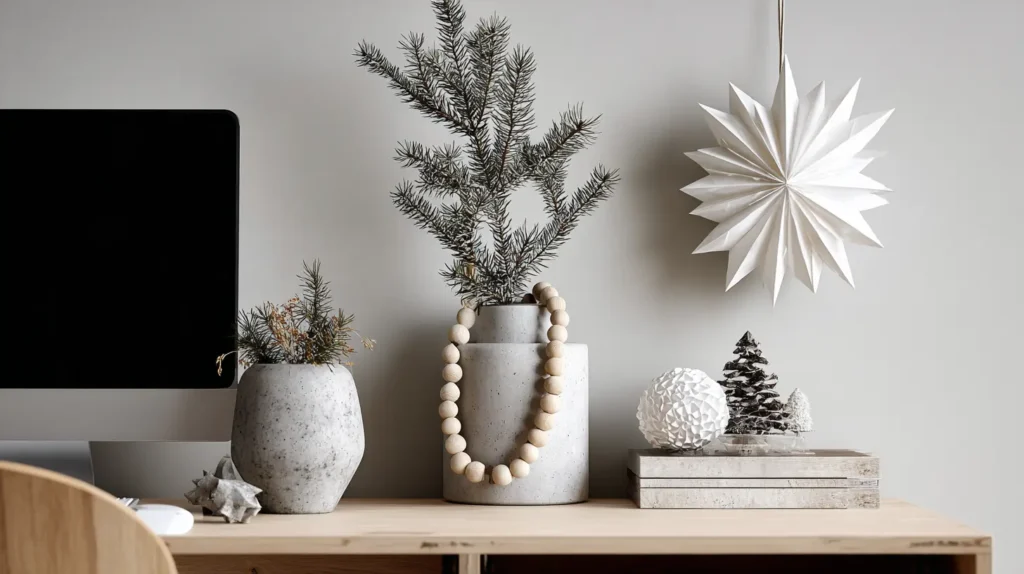 Minimalist Scandinavian Christmas Desk Setup