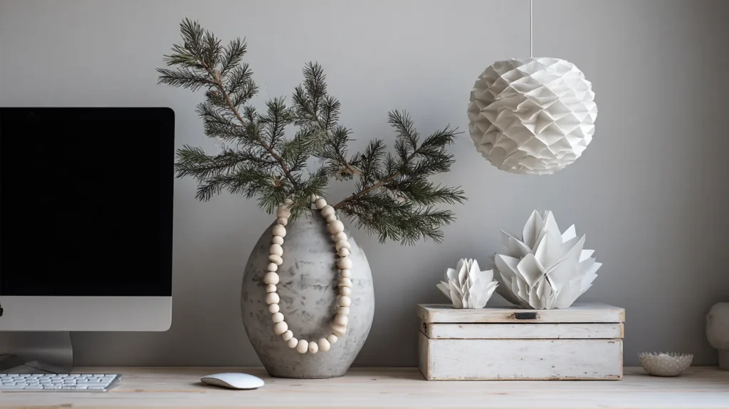 Minimalist Scandinavian Christmas Desk Setup