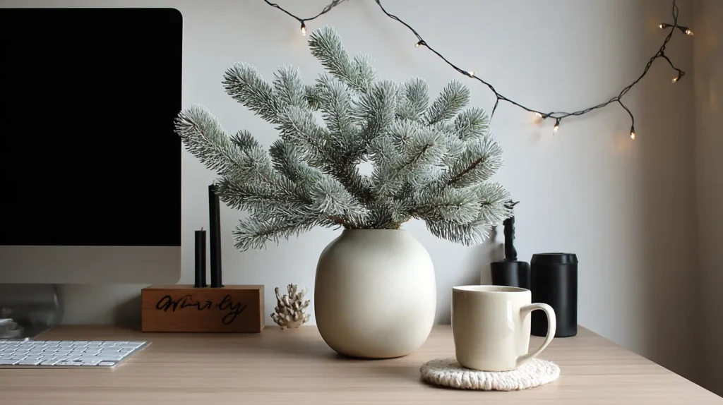 Minimalist Scandinavian Christmas Desk Setup