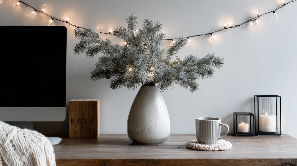 Minimalist Scandinavian Christmas Desk Setup