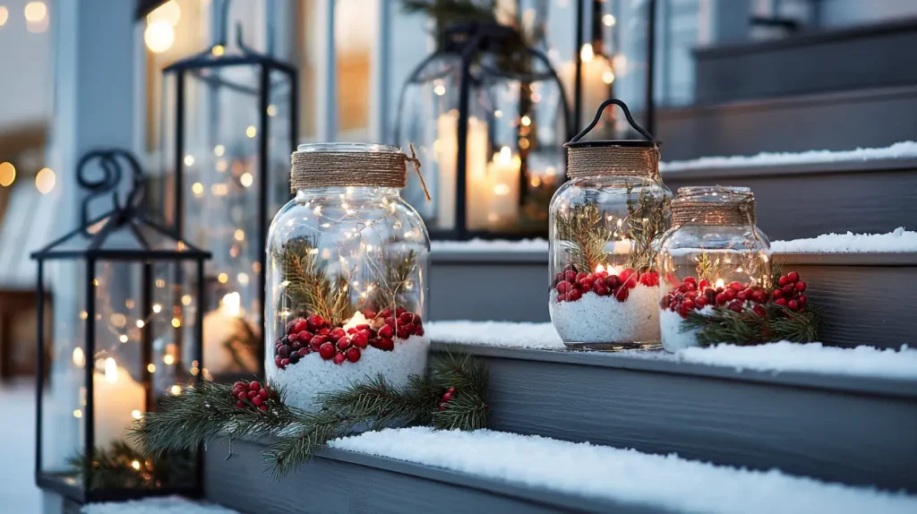 Modern Farmhouse Christmas Jar Lanterns