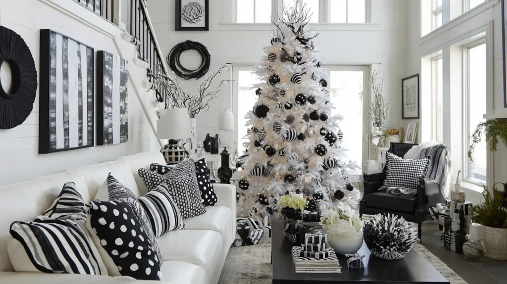 Modern Monochrome Black and White Christmas Tree
