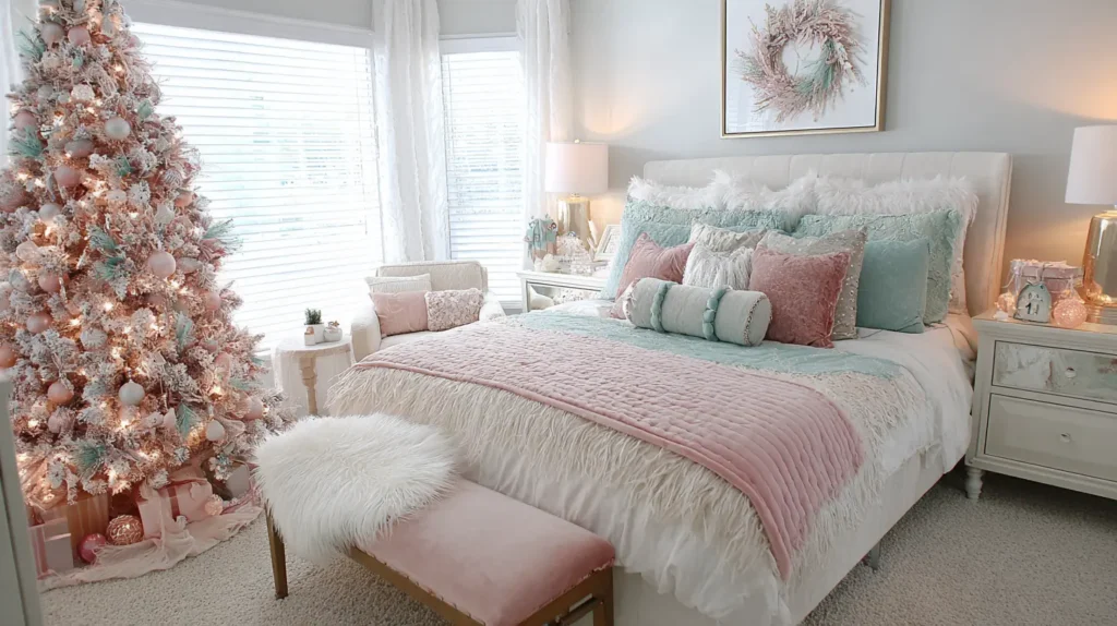 Pastel Christmas Bedroom Ideas for a Soft Holiday Style