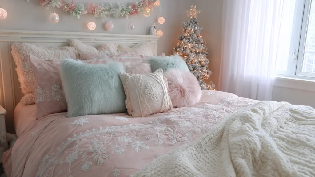 Pastel Christmas Bedroom Ideas for a Soft Holiday Style
