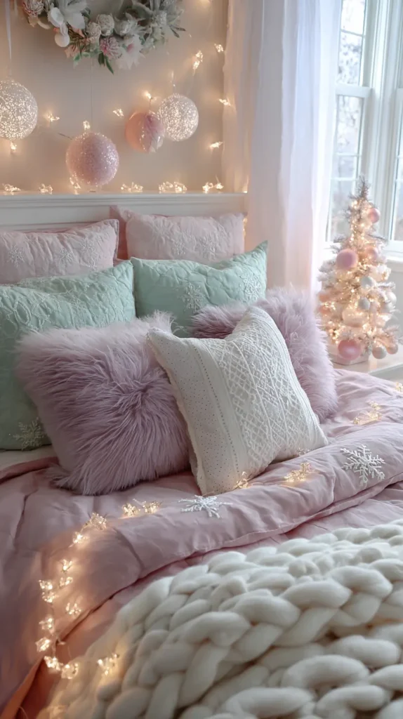 Pastel Christmas Bedroom Ideas for a Soft Holiday Style