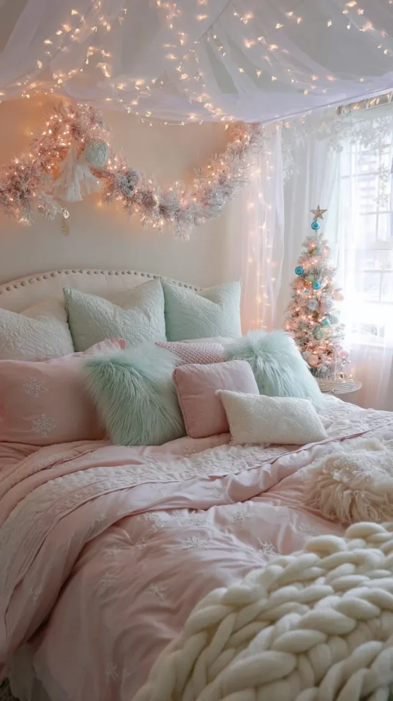 Pastel Christmas Bedroom Ideas for a Soft Holiday Style