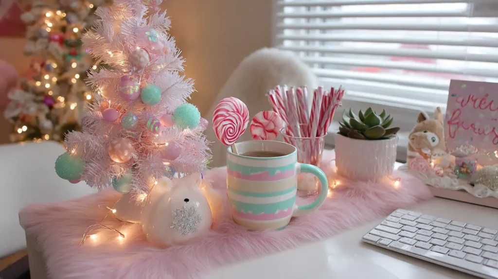 Pastel Whoville or Candy-Themed Christmas Desk Setup