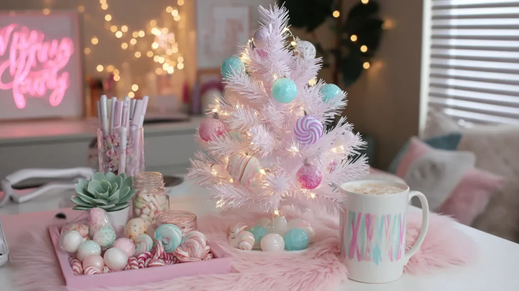 Pastel Whoville or Candy-Themed Christmas Desk Setup