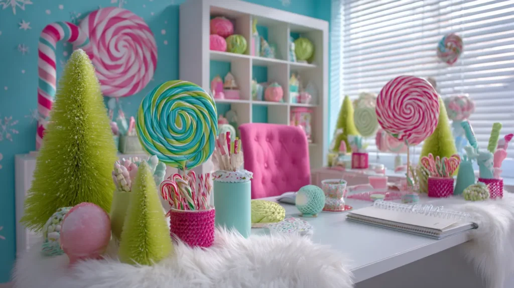 Pastel Whoville or Candy-Themed Christmas Desk Setup