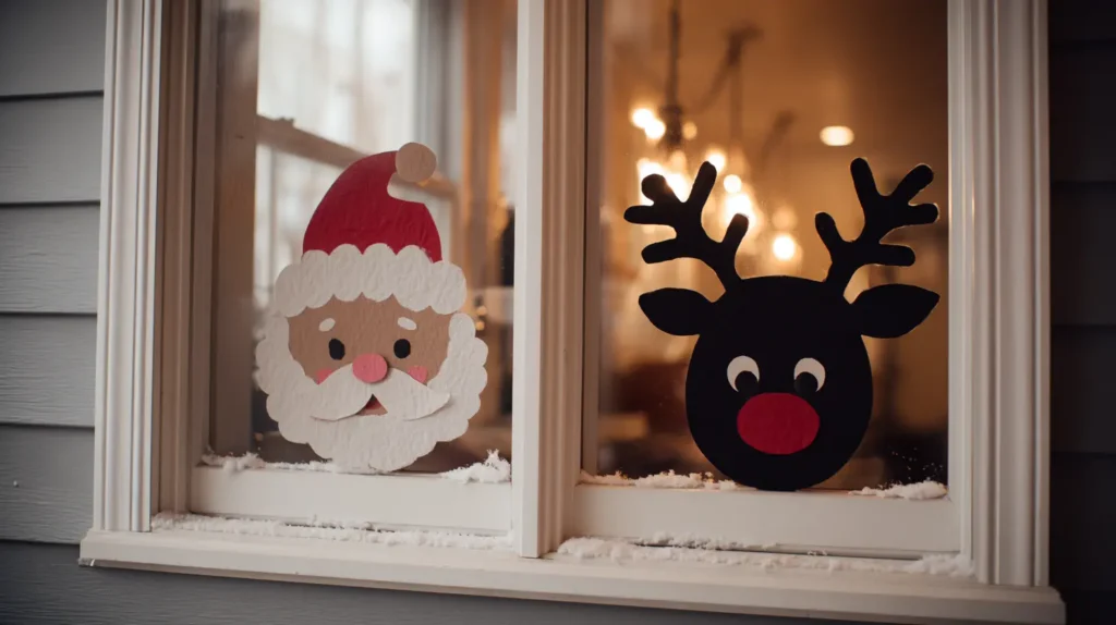 Peeking Santa and Reindeer Silhouettes