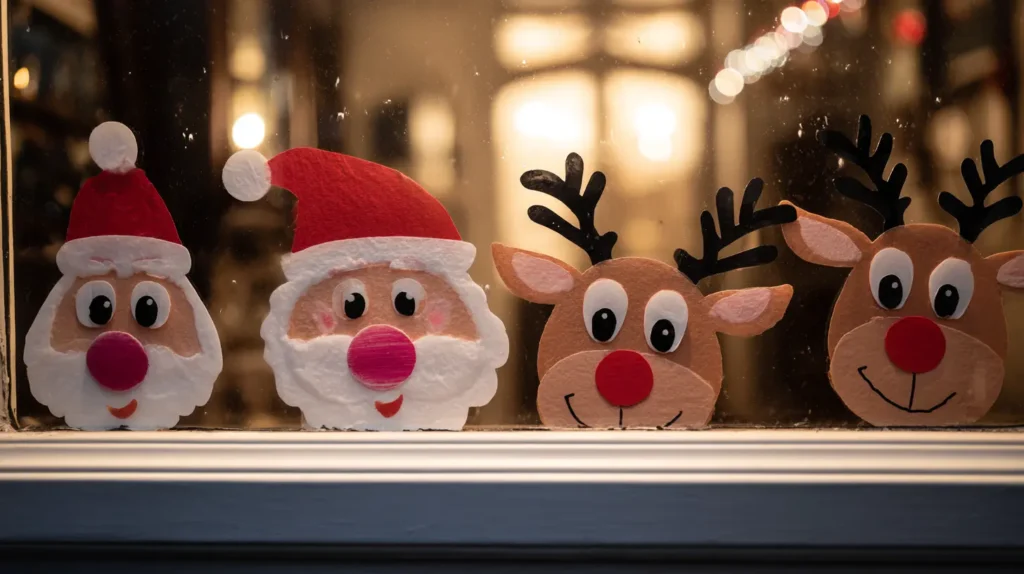 Peeking Santa and Reindeer Silhouettes