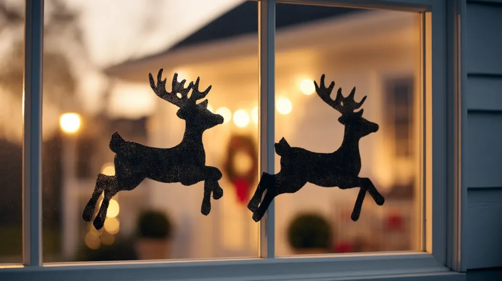 Peeking Santa and Reindeer Silhouettes