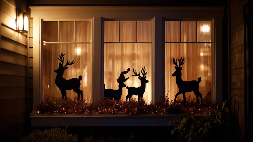 Peeking Santa and Reindeer Silhouettes