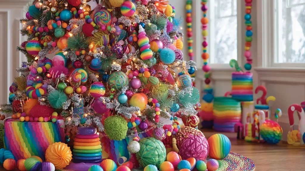 Playful Rainbow and Multicolor Christmas Tree Theme