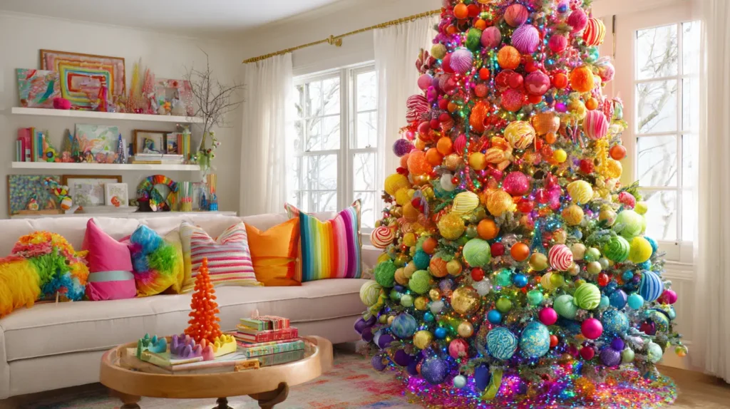 Playful Rainbow and Multicolor Christmas Tree Theme