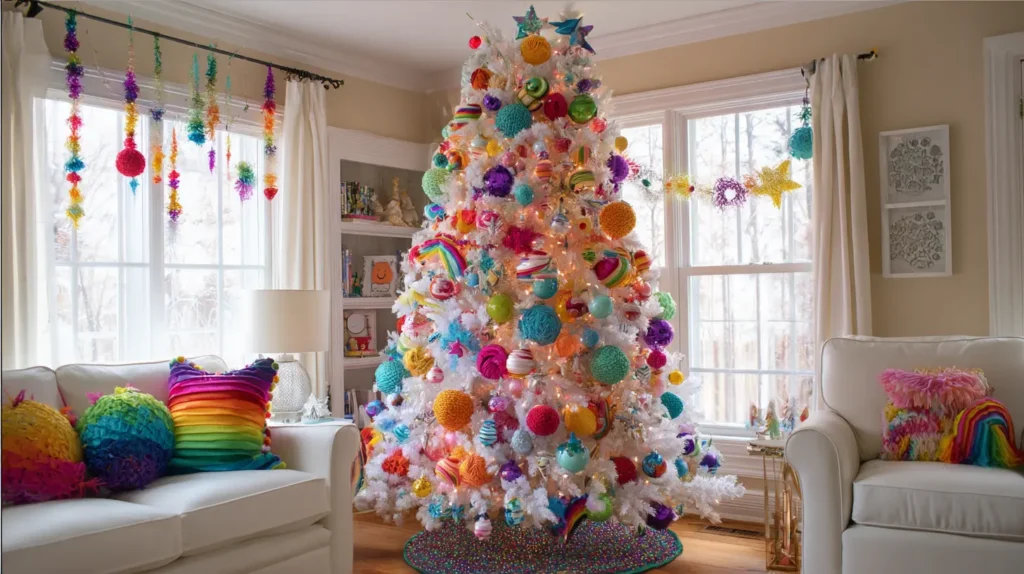 Playful Rainbow and Multicolor Christmas Tree Theme