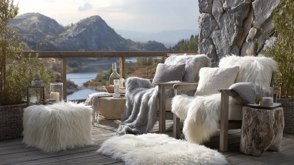 Plush Faux Fur Throws on Seating