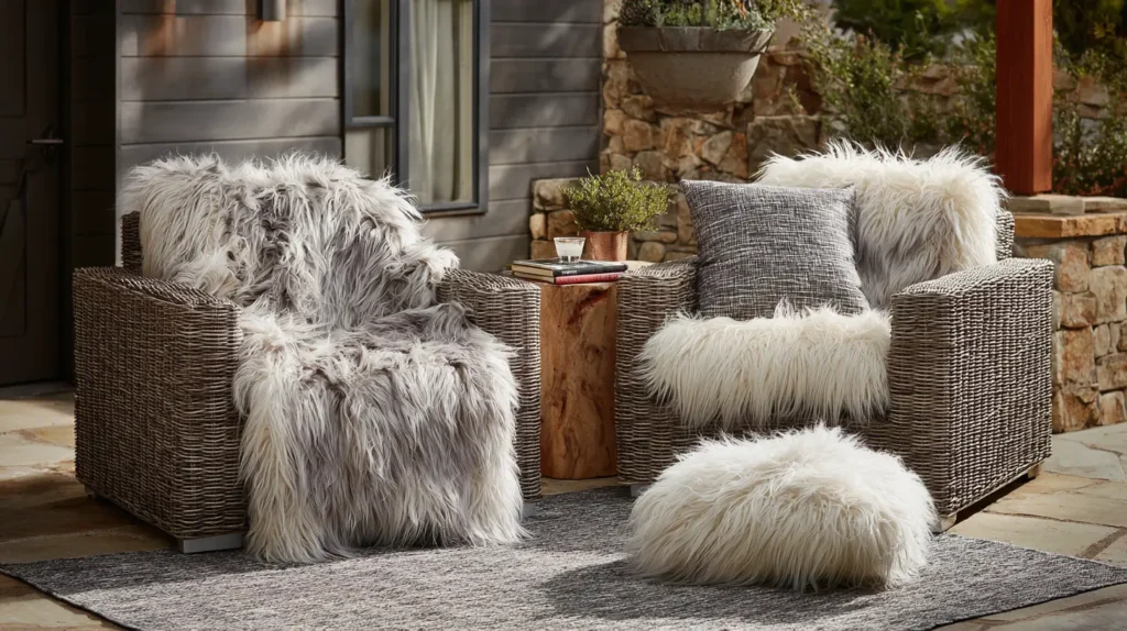 Plush Faux Fur Throws on Seating