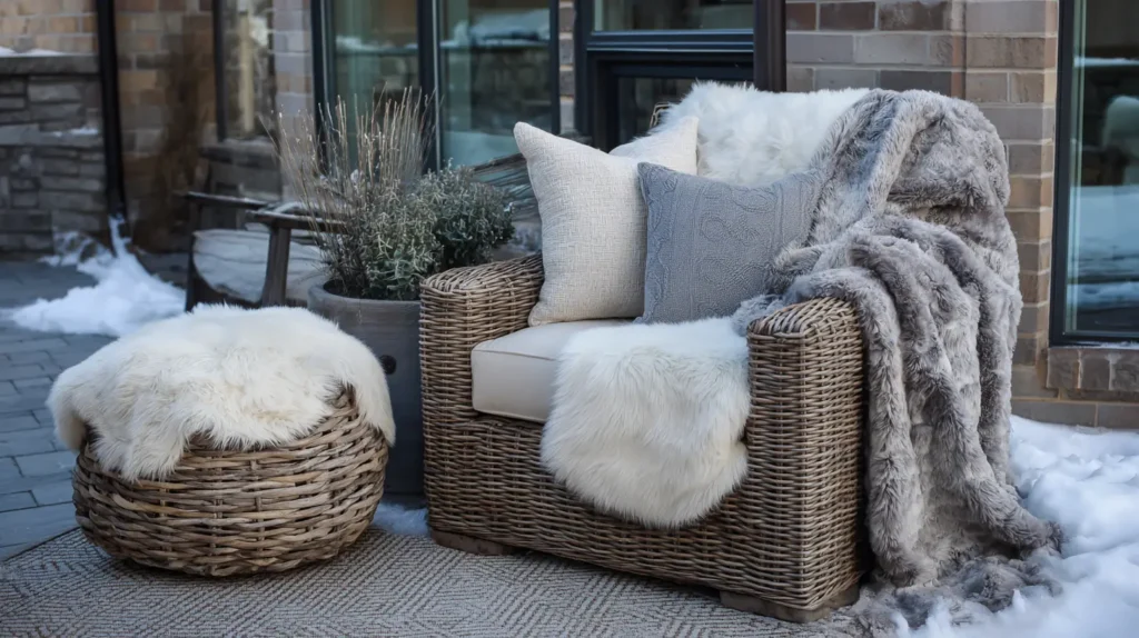 Plush Faux Fur Throws on Seating