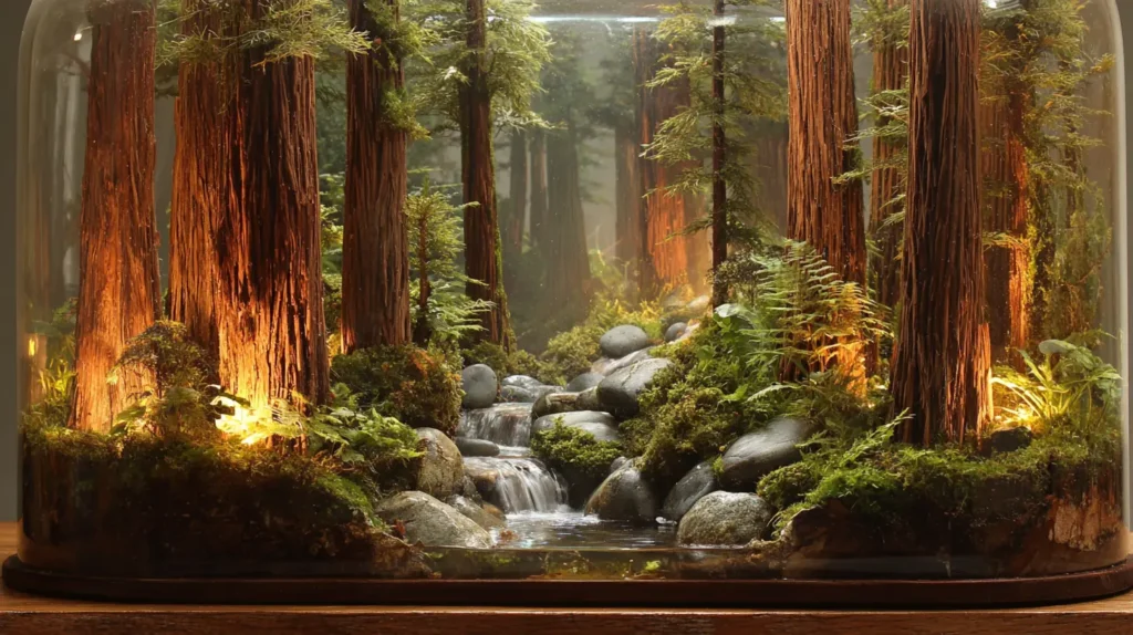 Redwood Giant Mini Forest Terrarium with Misty Waterfall