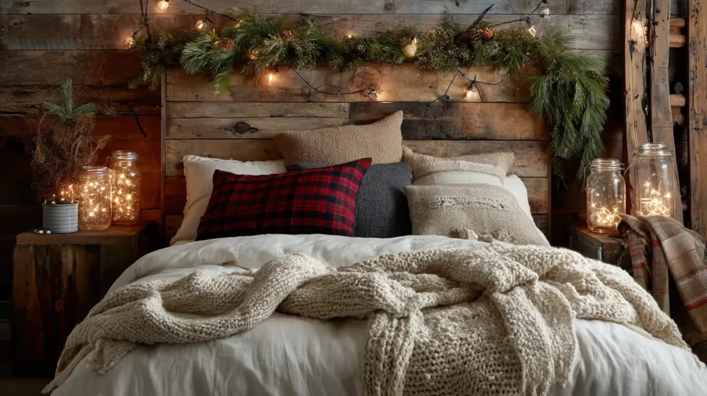 Rustic Christmas Bedroom Decor for a Natural Feel