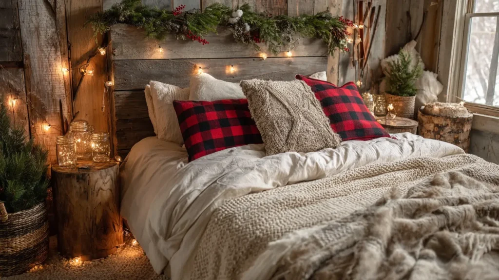 Rustic Christmas Bedroom Decor for a Natural Feel