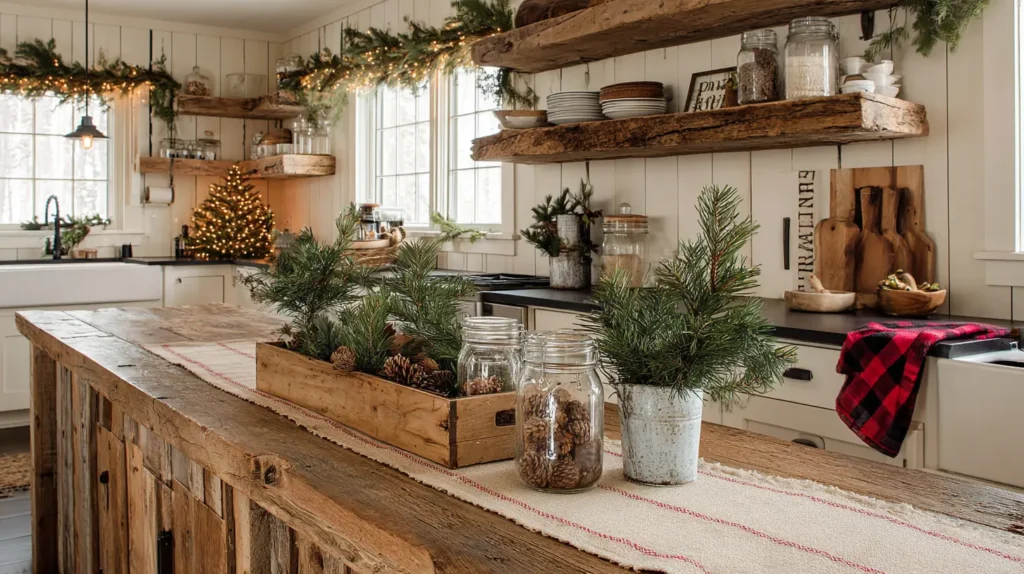 Rustic Farmhouse Kitchen Decor with Wood and Pine