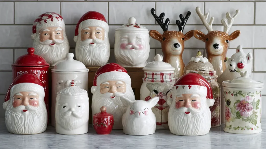 Santa and Reindeer Cookie Jar Collection
