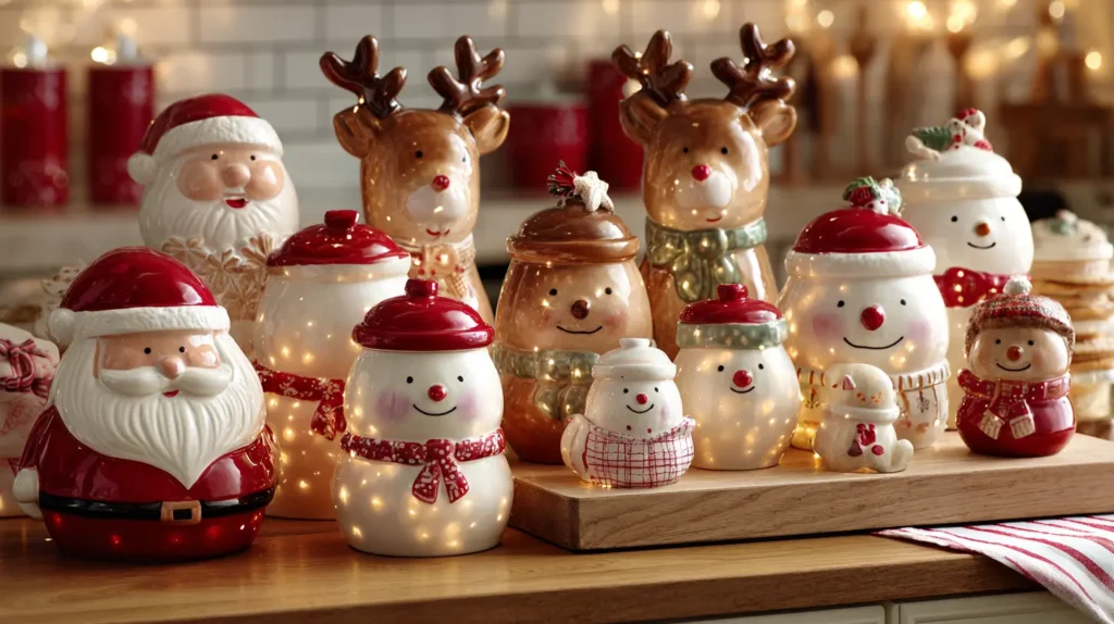 Santa and Reindeer Cookie Jar Collection