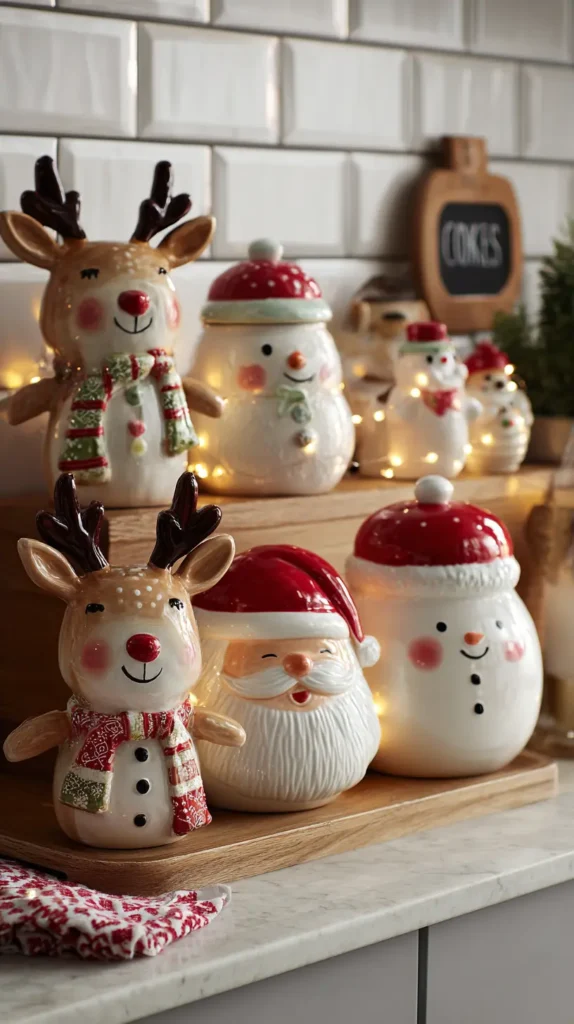 Santa and Reindeer Cookie Jar Collection