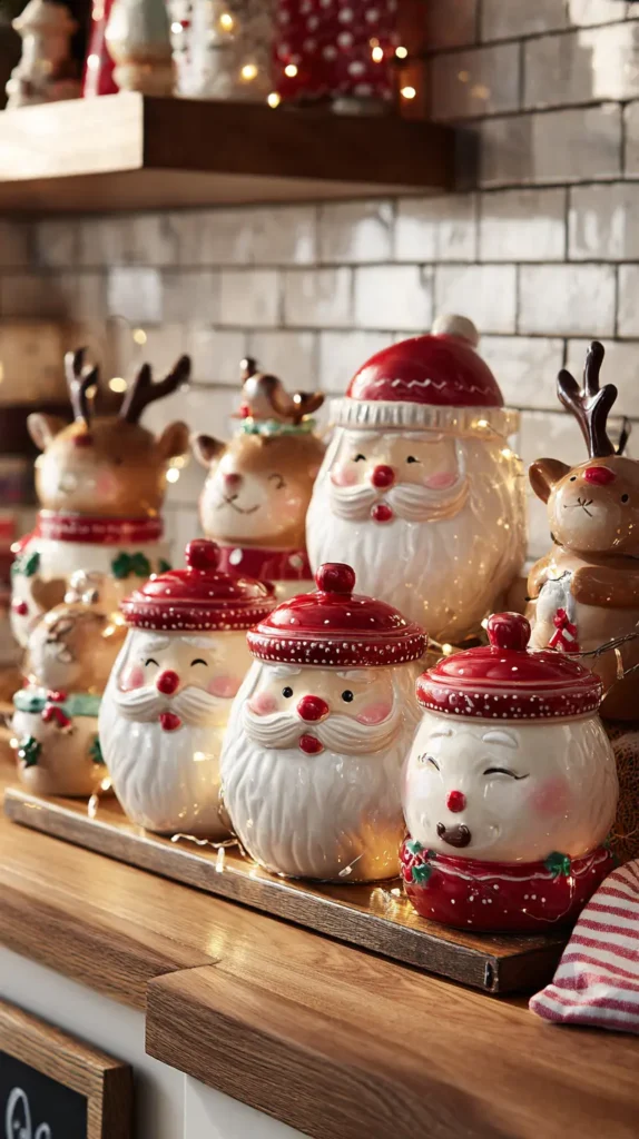 Santa and Reindeer Cookie Jar Collection