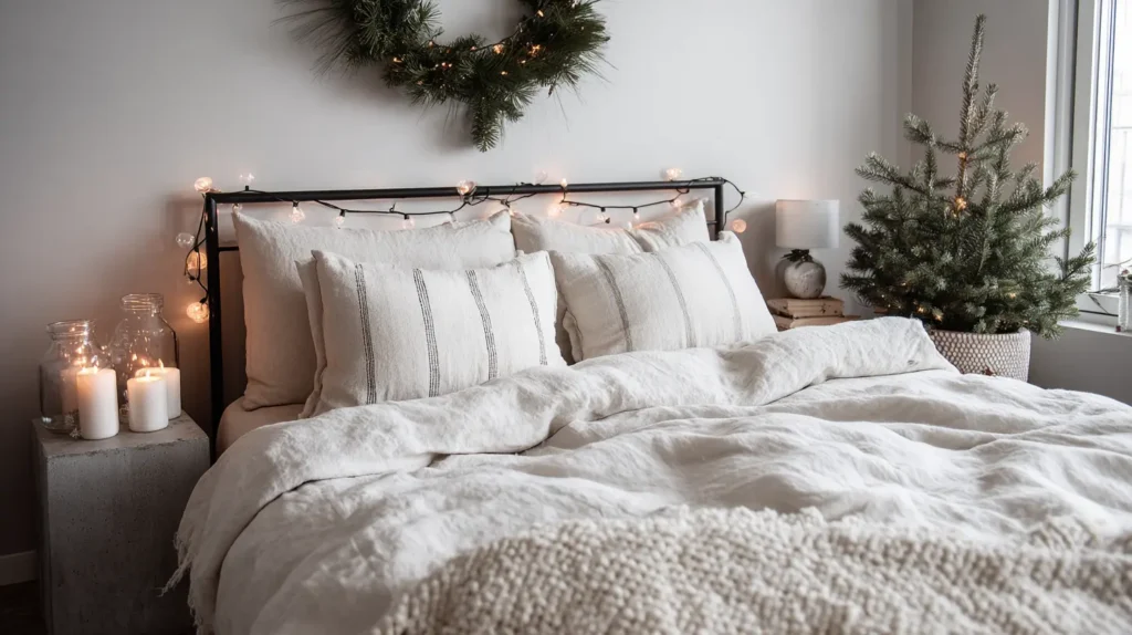 Scandinavian-Inspired Holiday Bedroom Styling
