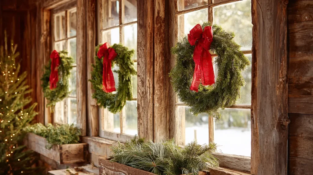 Simple Wreaths on Every Window