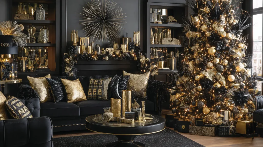 Sophisticated Black and Gold New Year's Eve Style Tree
