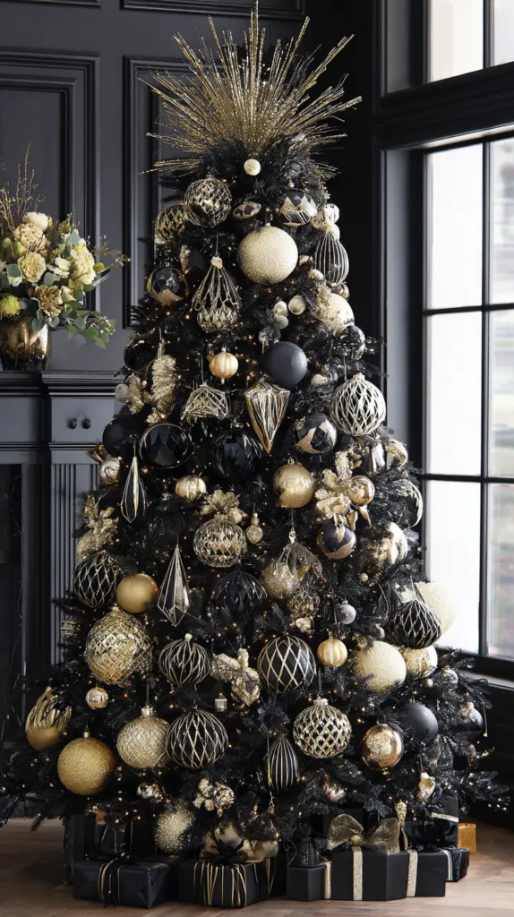 Sophisticated Black and Gold New Year's Eve Style Tree