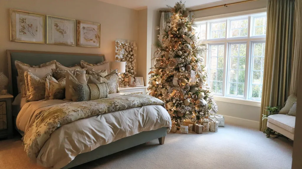 Styling a Full-Size Bedroom Christmas Tree in the Corner