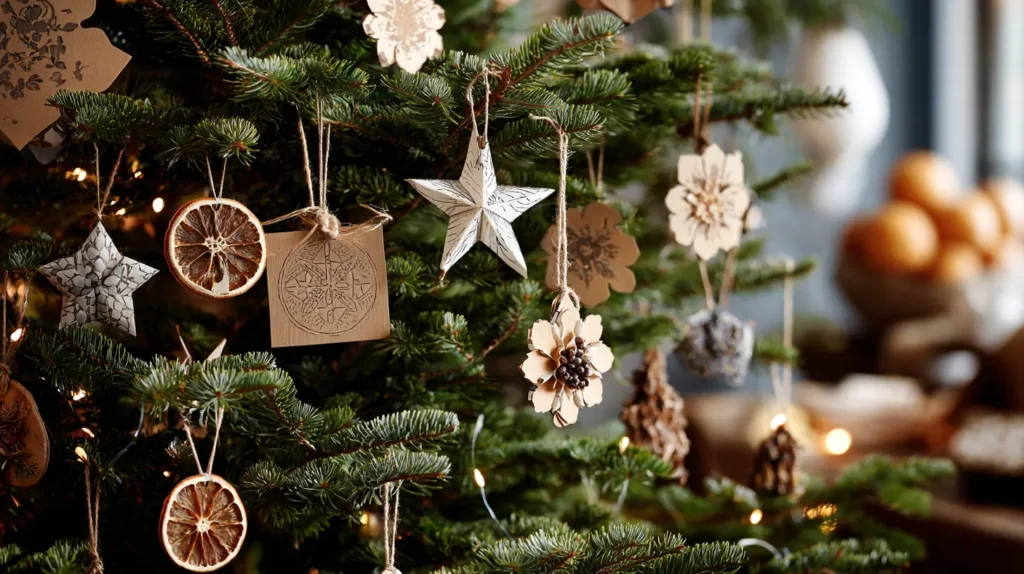 Sustainable DIY Tree with Paper Crafts and Personalized Ornaments