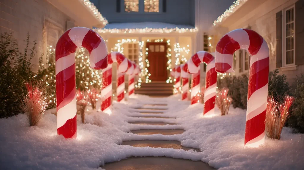 The Whimsical Giant Candy Cane Pathway