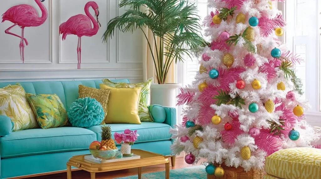 Tropical & Flamingo Christmas Tree Theme