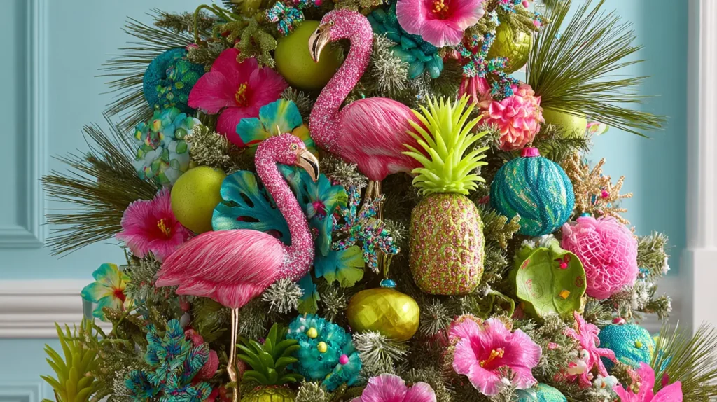 Tropical & Flamingo Christmas Tree Theme