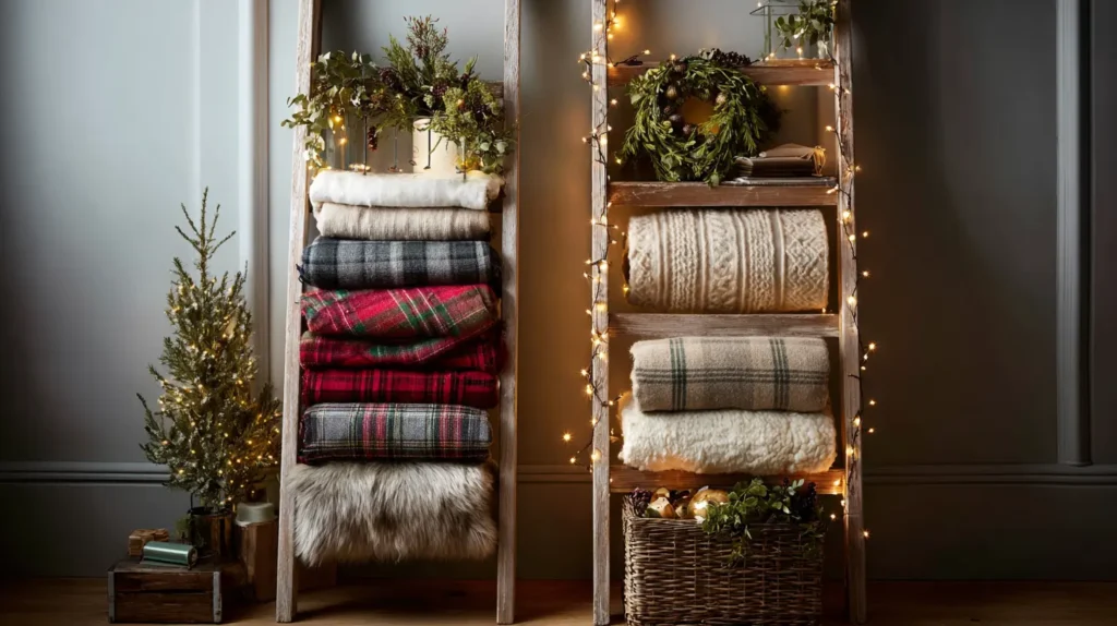 Vertical Ladder Displays for Blankets and Decor