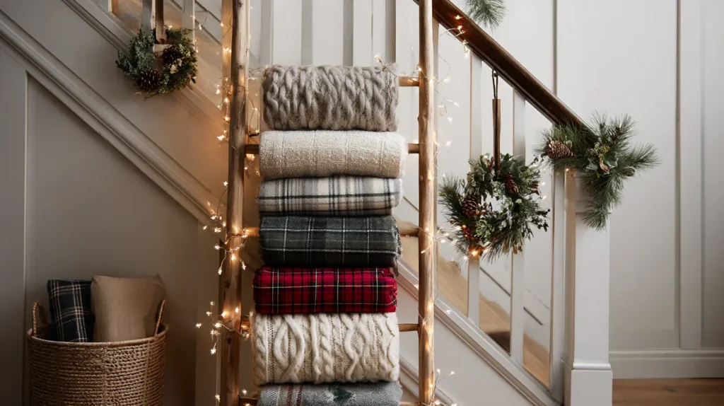 Vertical Ladder Displays for Blankets and Decor