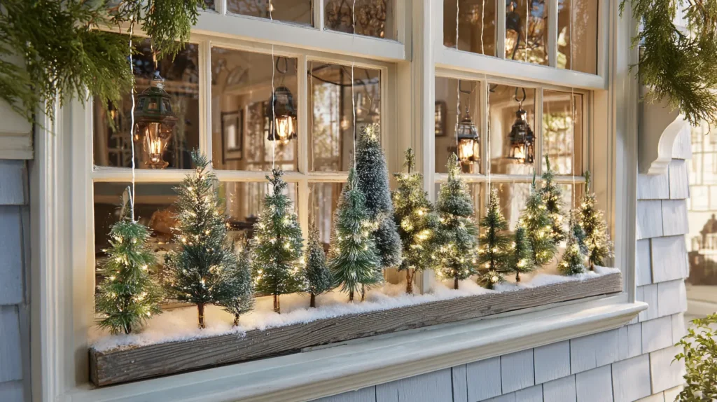 Window-Mounted Mini Christmas Trees