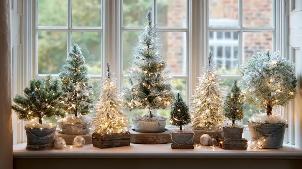Window-Mounted Mini Christmas Trees