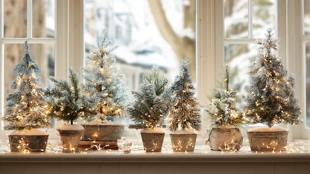 Window-Mounted Mini Christmas Trees