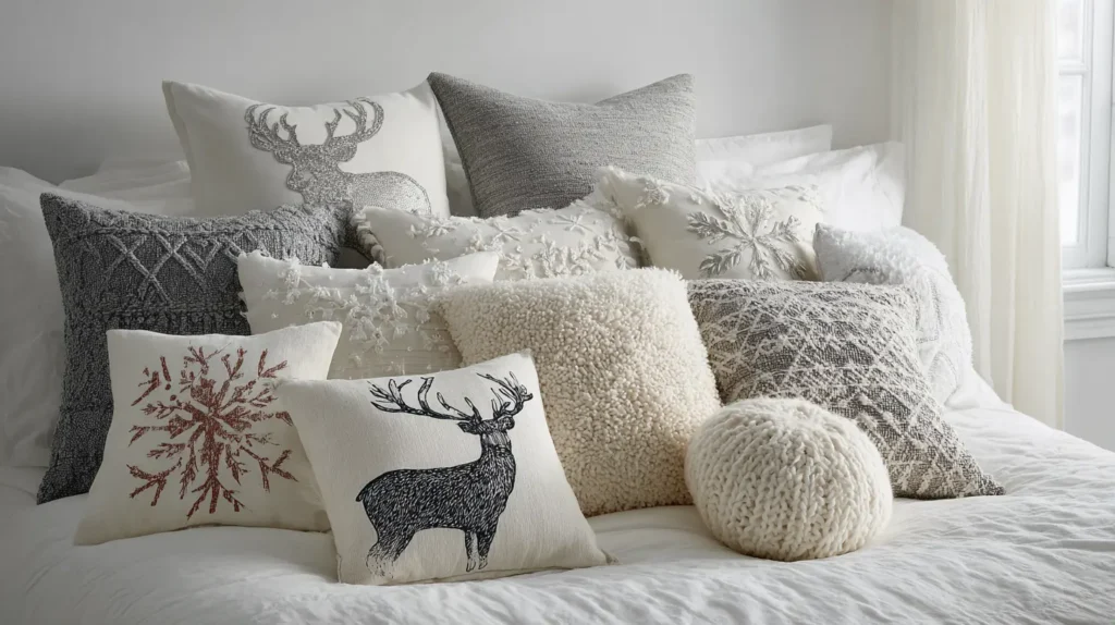 Winter-Themed Throw Pillows for a Seasonal Touch